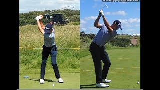 Justin Thomas golf swing  Long Iron faceon amp downtheline July 2017 [upl. by Aneehc]